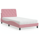 vidaXL Bed met matras fluweel lichtgrijs 80x200 cm