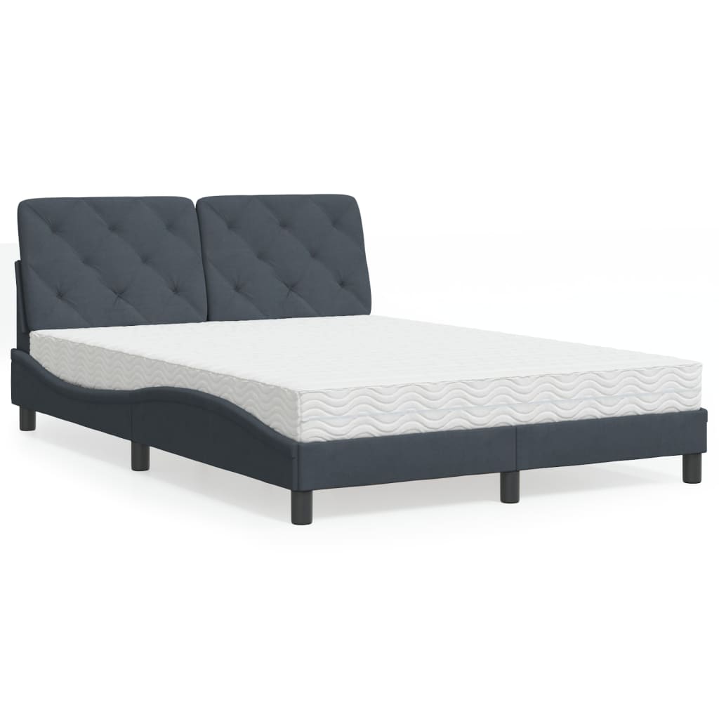 vidaXL Bed met matras fluweel lichtgrijs 80x200 cm