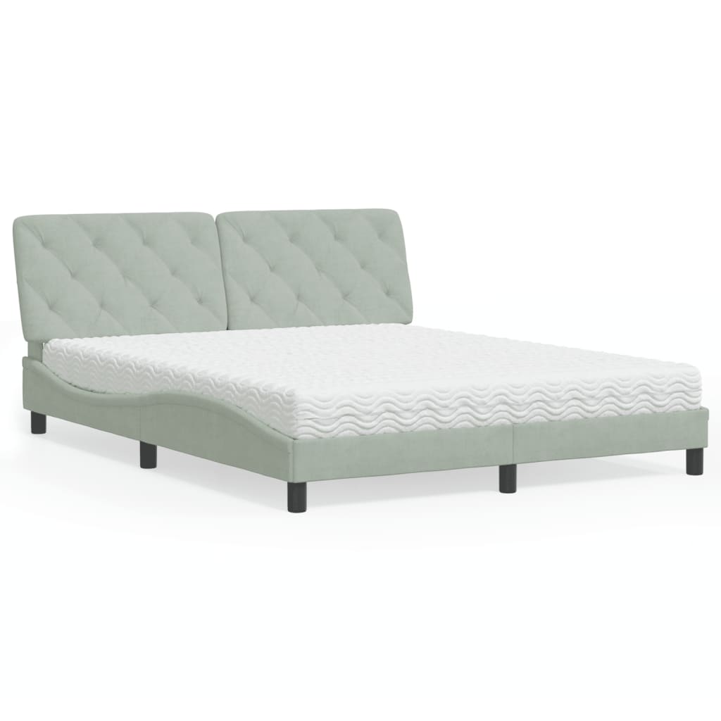 vidaXL Bed met matras fluweel lichtgrijs 80x200 cm