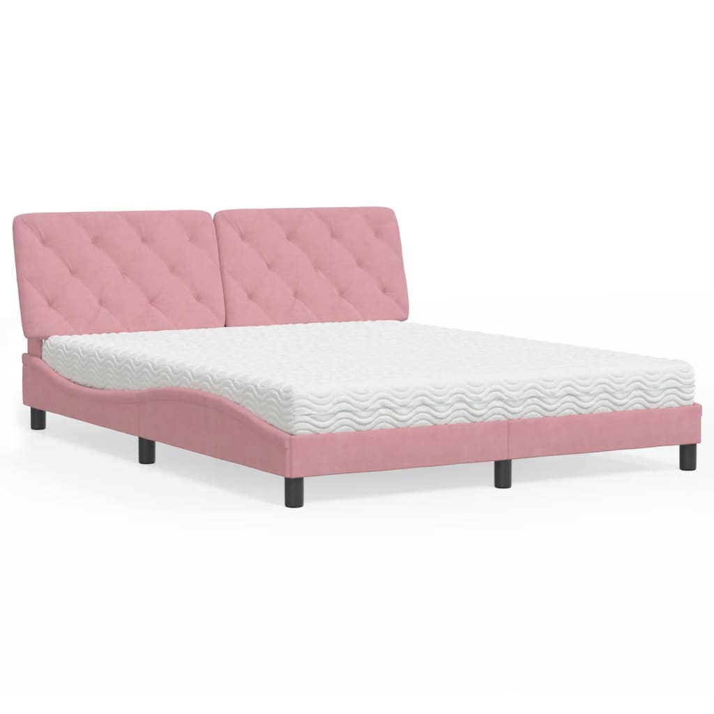 vidaXL Bed met matras fluweel lichtgrijs 80x200 cm