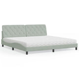 vidaXL Bed met matras fluweel lichtgrijs 80x200 cm