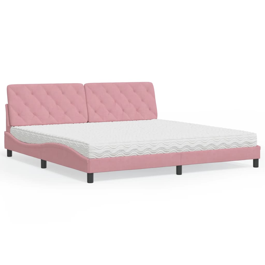 vidaXL Bed met matras fluweel lichtgrijs 80x200 cm