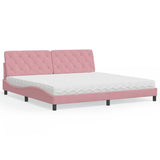 vidaXL Bed met matras fluweel lichtgrijs 80x200 cm