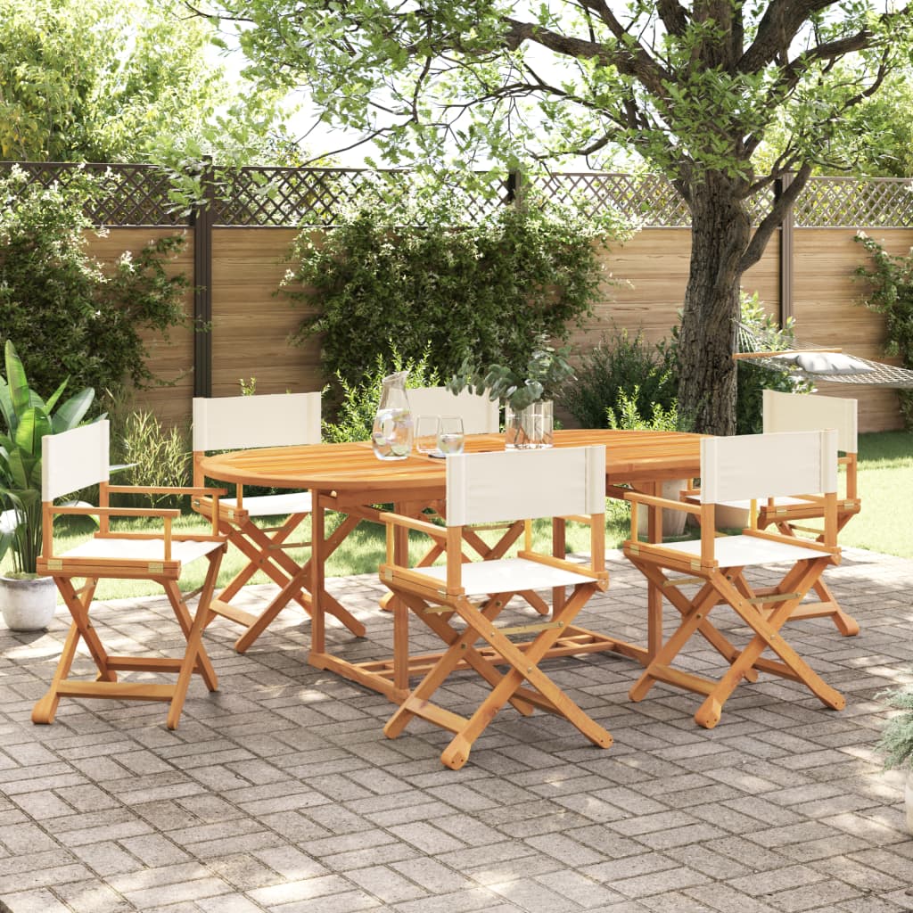 vidaXL Tuinstoelen 4 st inklapbaar stof crèmewit