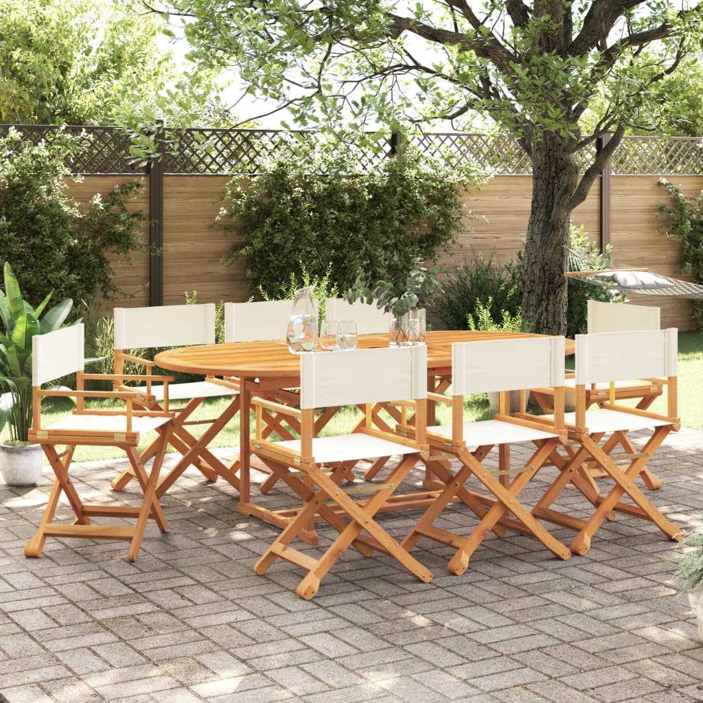 vidaXL Tuinstoelen 4 st inklapbaar stof crèmewit