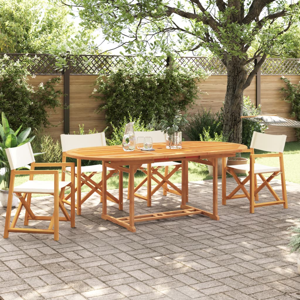 vidaXL Tuinstoelen 4 st inklapbaar stof crèmewit