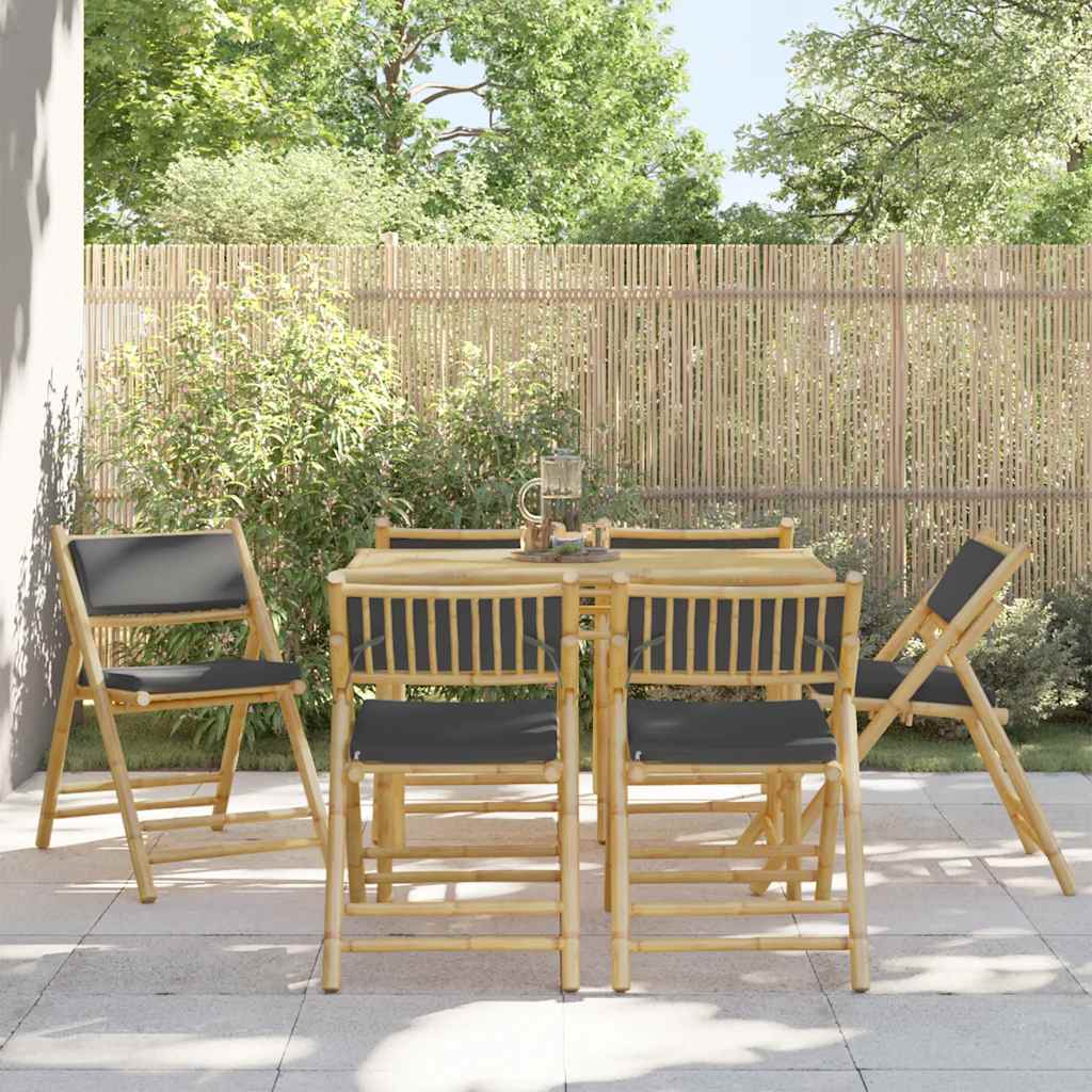 vidaXL Bistrostoelen 4 st inklapbaar met kussens bamboe crèmewit