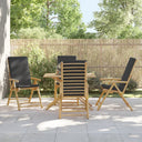 vidaXL Garden Chairs 4 pcs foldable with cushions bamboo cream white