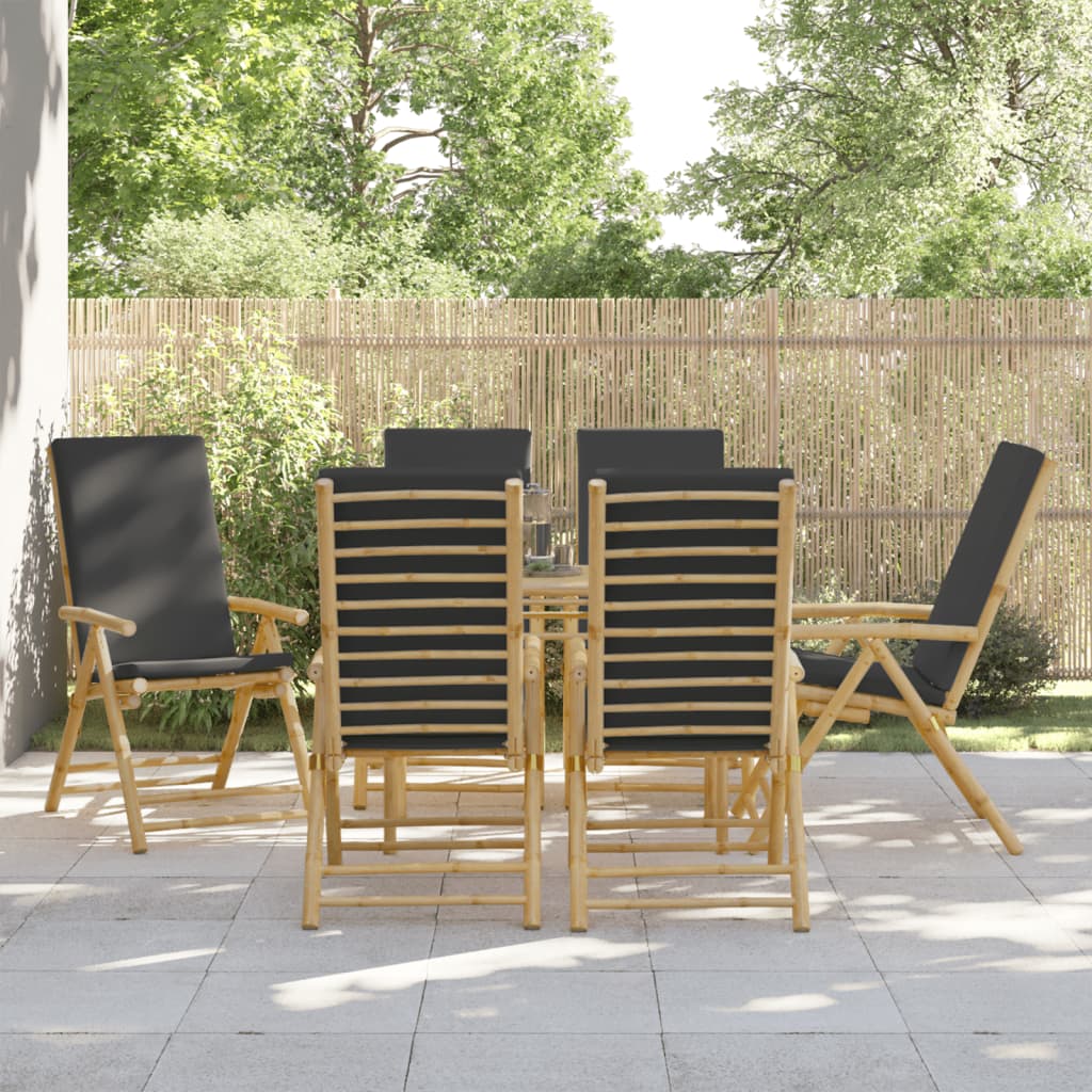 vidaXL Tuinstoelen 4 st inklapbaar met kussens bamboe crèmewit