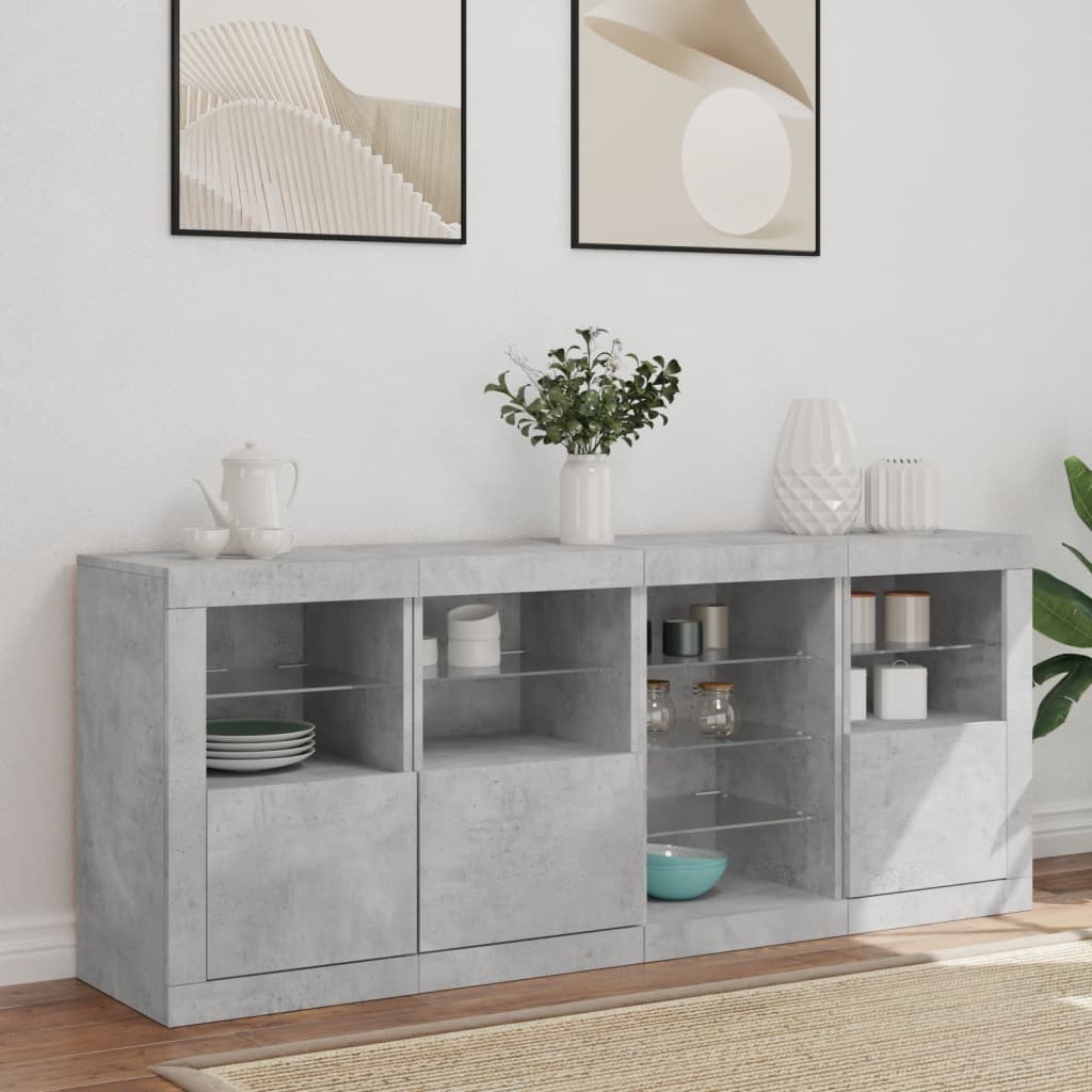 vidaXL Dressoir met LED-verlichting 164x37x67 cm wit