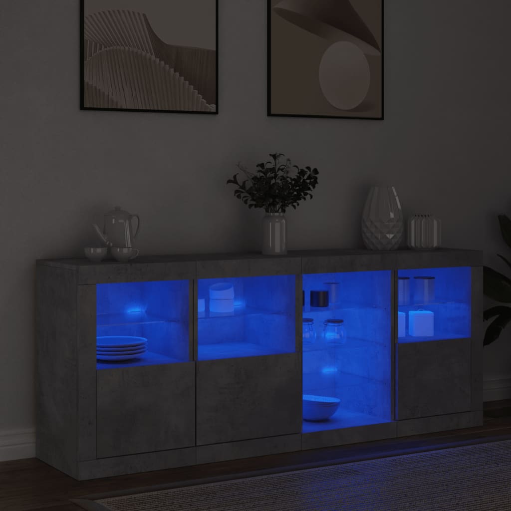 vidaXL Dressoir met LED-verlichting 164x37x67 cm wit