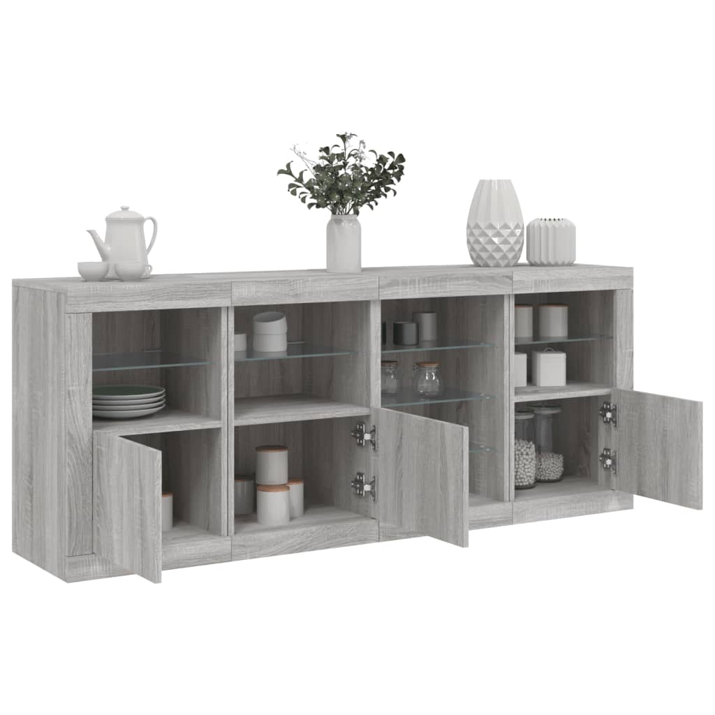 vidaXL Dressoir met LED-verlichting 164x37x67 cm wit