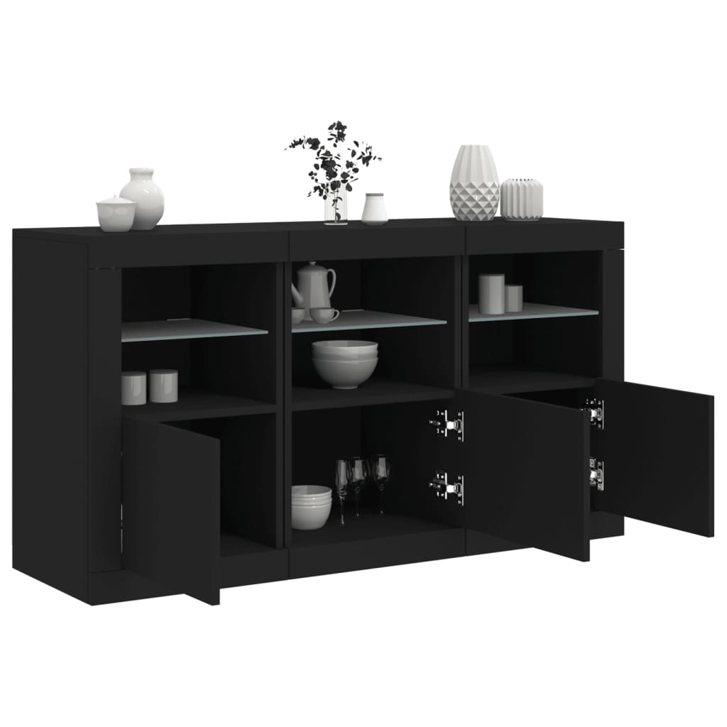 vidaXL Dressoir met LED-verlichting 123x37x67 cm wit