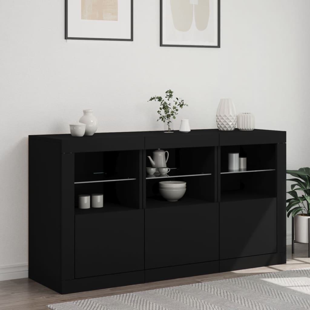 vidaXL Dressoir met LED-verlichting 123x37x67 cm wit