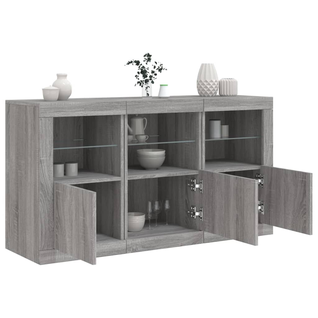 vidaXL Dressoir met LED-verlichting 123x37x67 cm wit