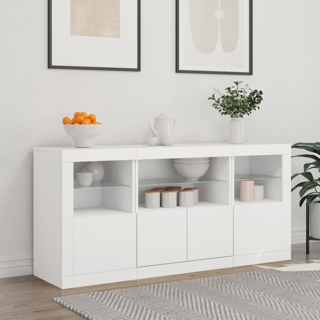vidaXL Dressoir met LED-verlichting 142,5x37x67 cm wit