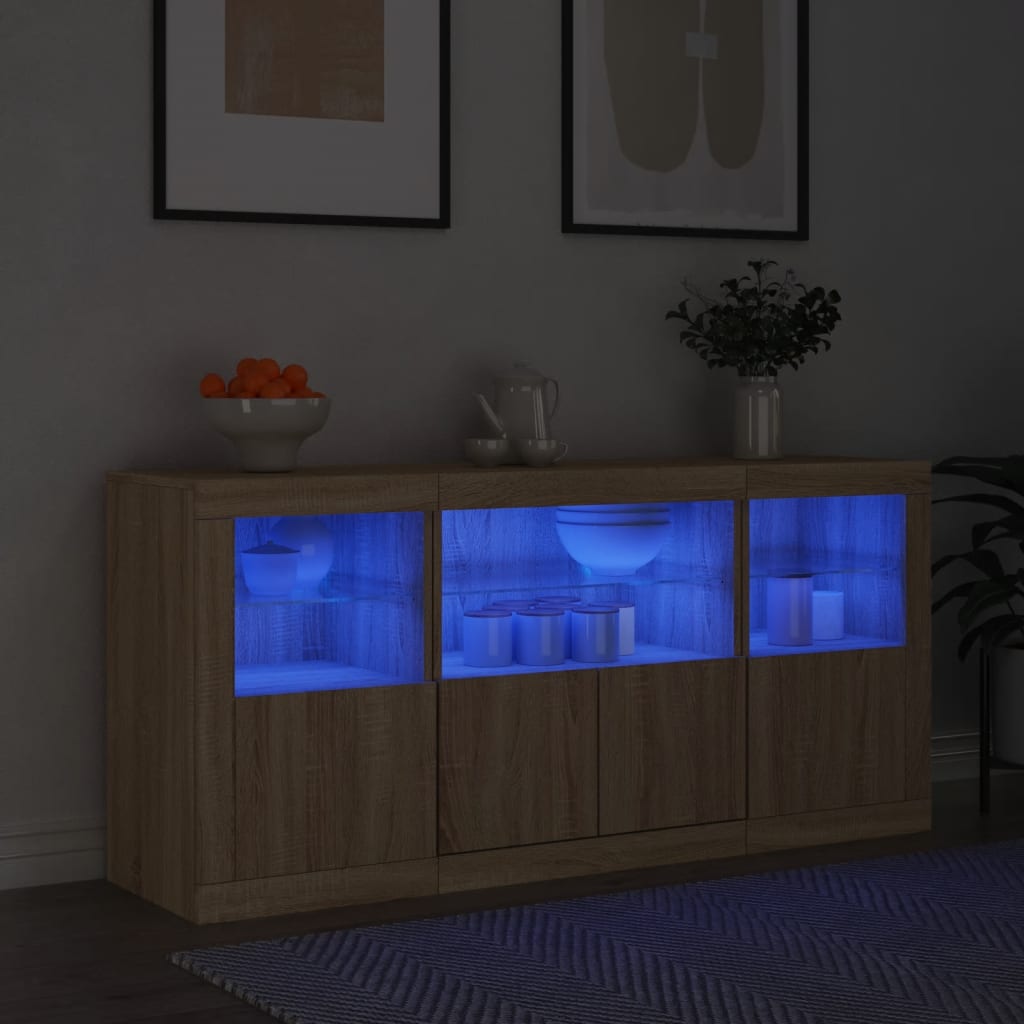 vidaXL Dressoir met LED-verlichting 142,5x37x67 cm wit