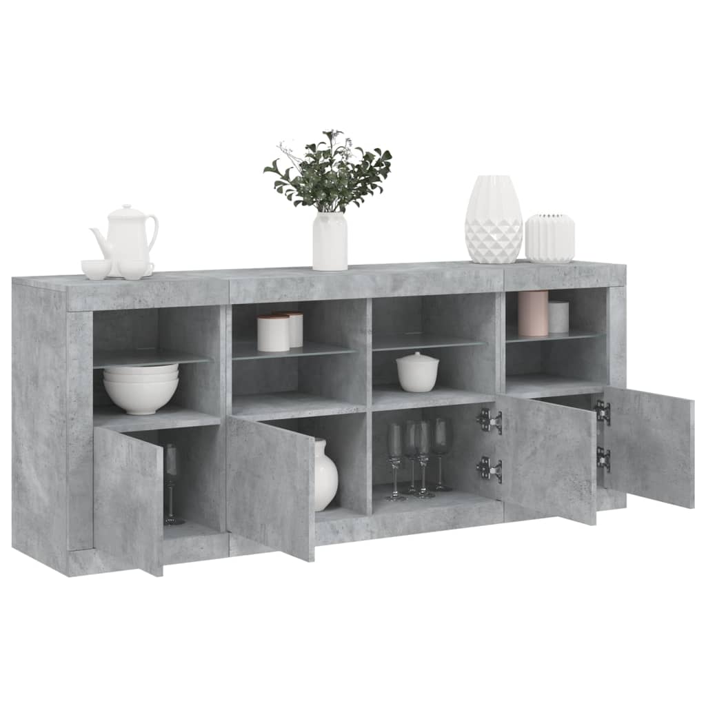 vidaXL Dressoir met LED-verlichting 163x37x67 cm wit