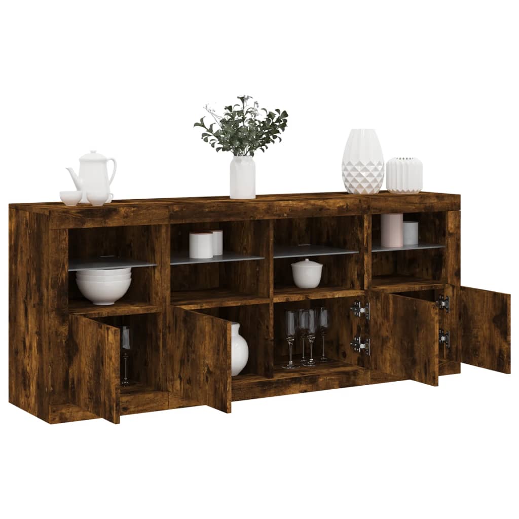 vidaXL Dressoir met LED-verlichting 163x37x67 cm wit