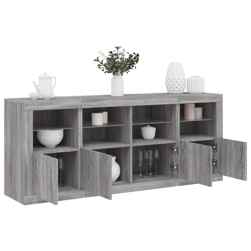 vidaXL Dressoir met LED-verlichting 163x37x67 cm wit