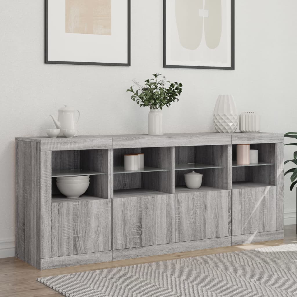 vidaXL Dressoir met LED-verlichting 163x37x67 cm wit