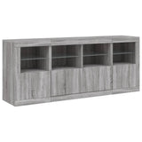 vidaXL Dressoir met LED-verlichting 163x37x67 cm wit