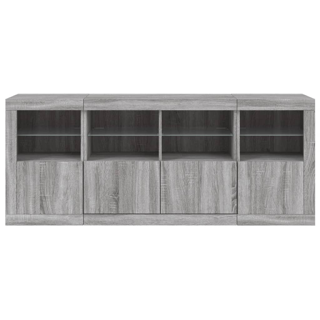 vidaXL Dressoir met LED-verlichting 163x37x67 cm wit