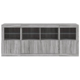 vidaXL Dressoir met LED-verlichting 163x37x67 cm wit