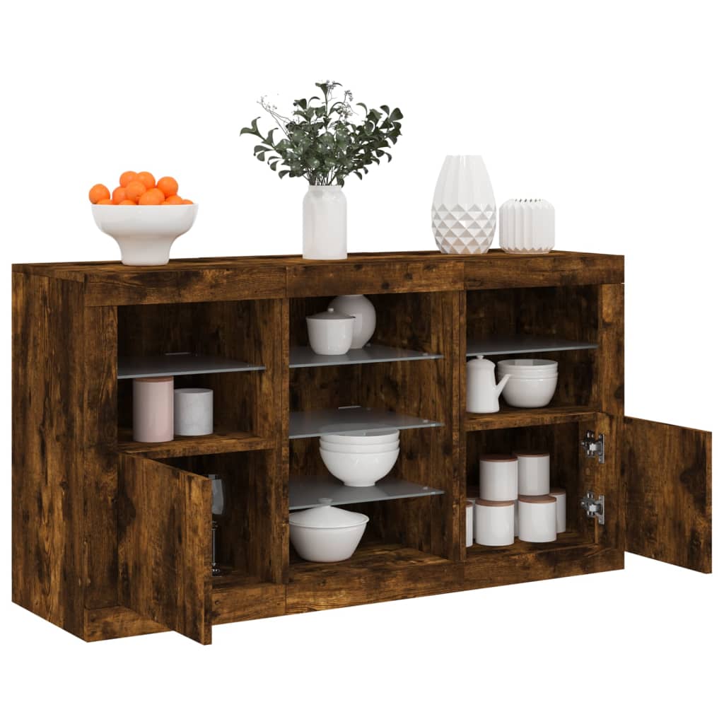 vidaXL Dressoir met LED-verlichting 123x37x67 cm wit