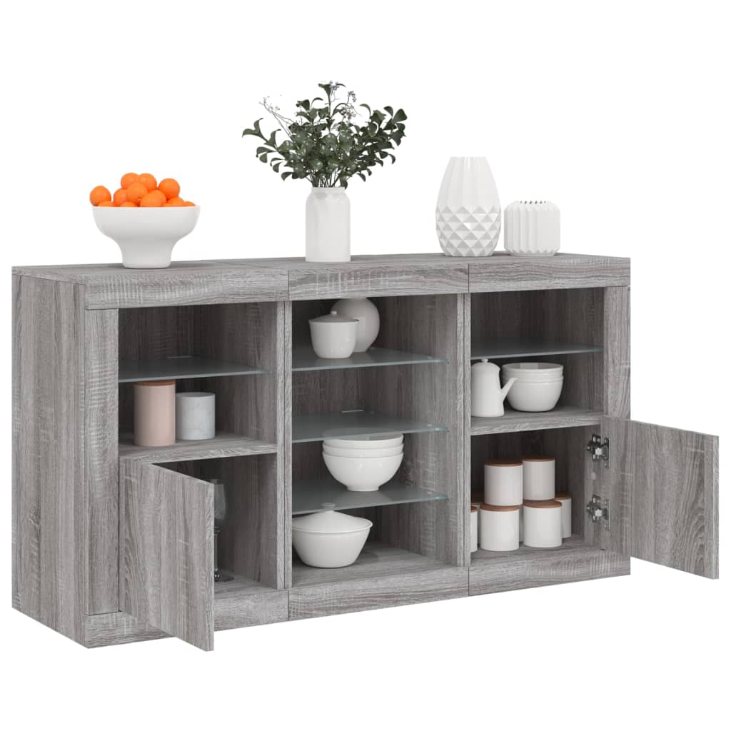 vidaXL Dressoir met LED-verlichting 123x37x67 cm wit