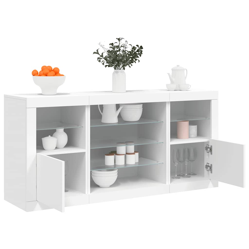 vidaXL Sideboard with LED lights 142.5x37x67 cm white