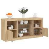 vidaXL Sideboard with LED lights 142.5x37x67 cm white