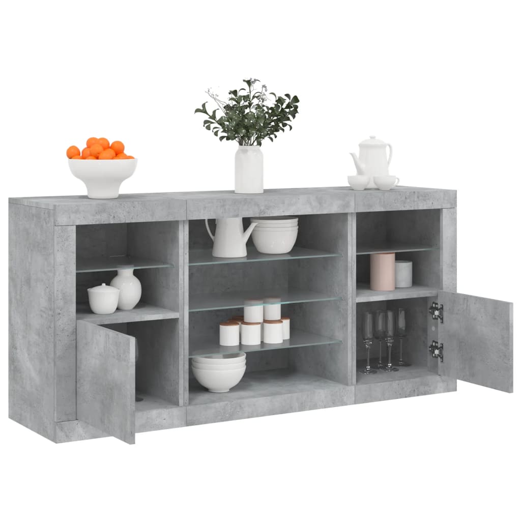 vidaXL Sideboard with LED lights 142.5x37x67 cm white