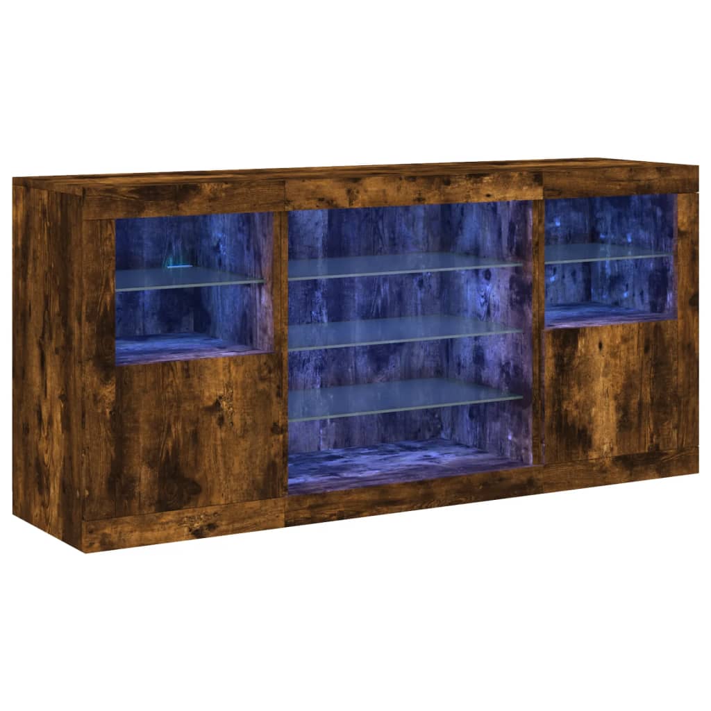 vidaXL Sideboard with LED lights 142.5x37x67 cm white
