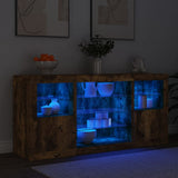 vidaXL Sideboard with LED lights 142.5x37x67 cm white