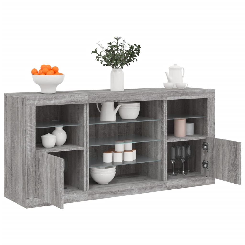 vidaXL Sideboard with LED lights 142.5x37x67 cm white