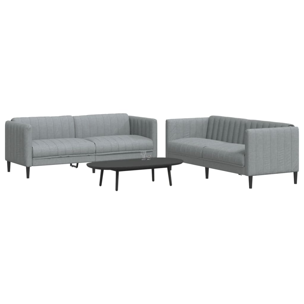 vidaXL 3-piece Lounge Set fabric light grey