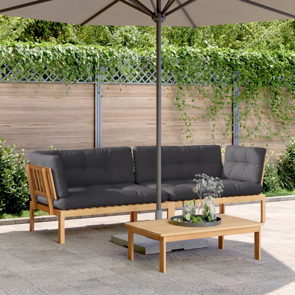 vidaXL Garden Corner Sofas 2 pcs with cushions solid acacia wood