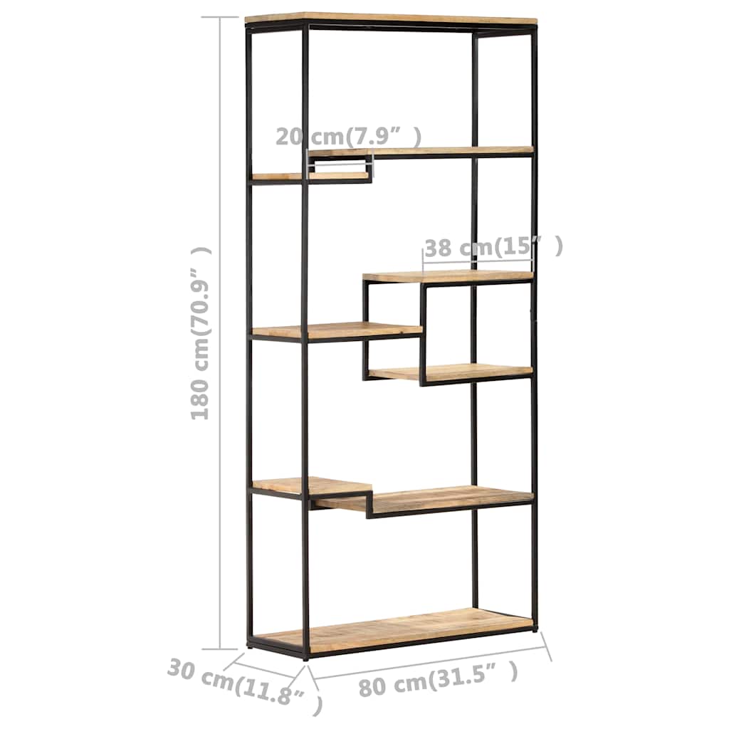 vidaXL Boekenkast 80x30x180 cm ruw mangohout