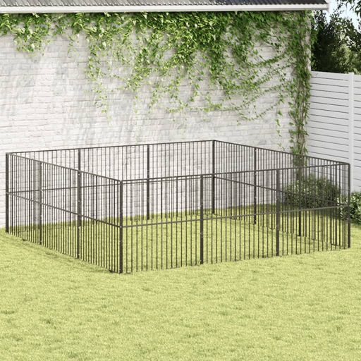 vidaXL Dog Kennel 4 Panels Powder-Coated Steel Black