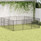 vidaXL Dog Kennel 4 Panels Powder-Coated Steel Black