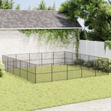 vidaXL Dog Kennel 4 Panels Powder-Coated Steel Black