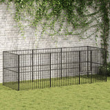 vidaXL Dog Kennel 4 Panels Powder-Coated Steel Black