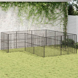 vidaXL Dog Kennel 4 Panels Powder-Coated Steel Black