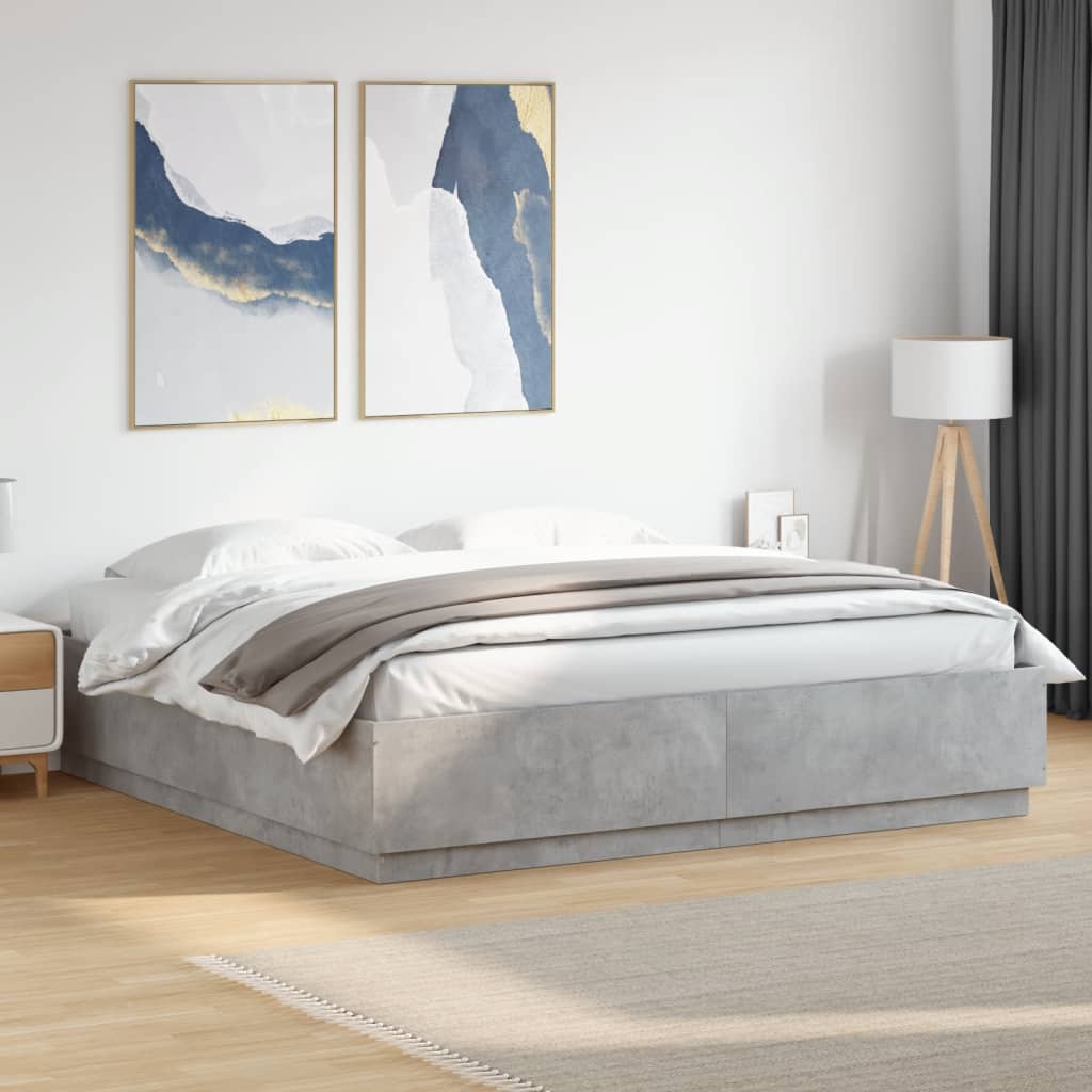 vidaXL Bedframe met LED-verlichting bewerkt hout wit 200x200 cm