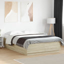 vidaXL Bed Frame with LED Light Engineered Wood White 200x200 cm