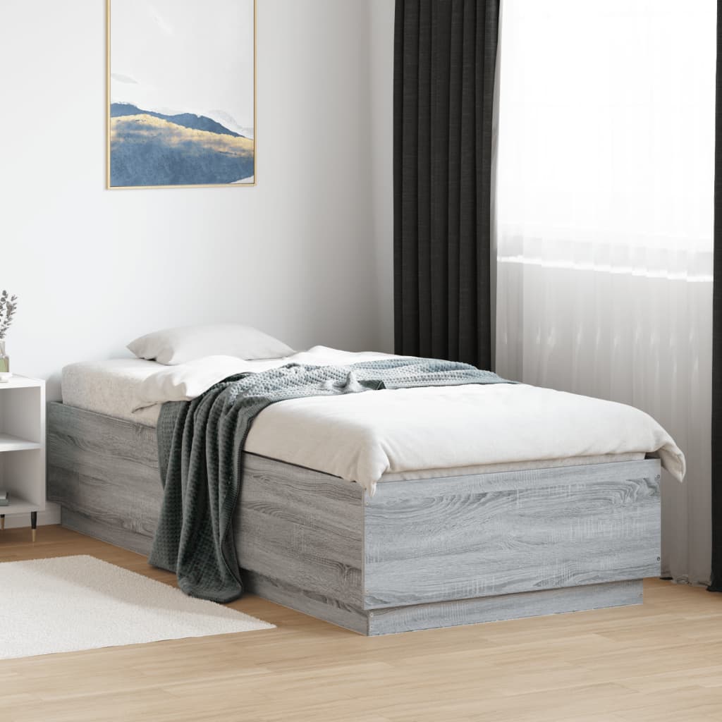 vidaXL Bedframe met LED-verlichting bewerkt hout wit 200x200 cm