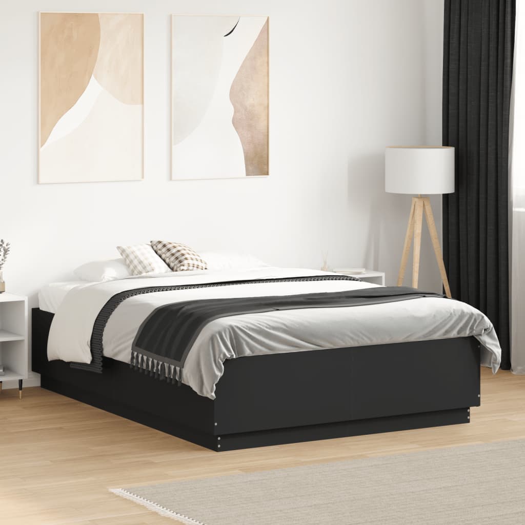 vidaXL Bedframe met LED-verlichting bewerkt hout wit 200x200 cm