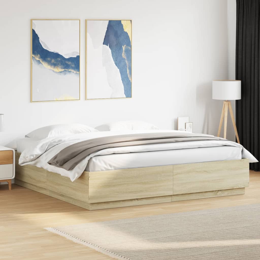 vidaXL Bedframe massief hout wit 200x200 cm