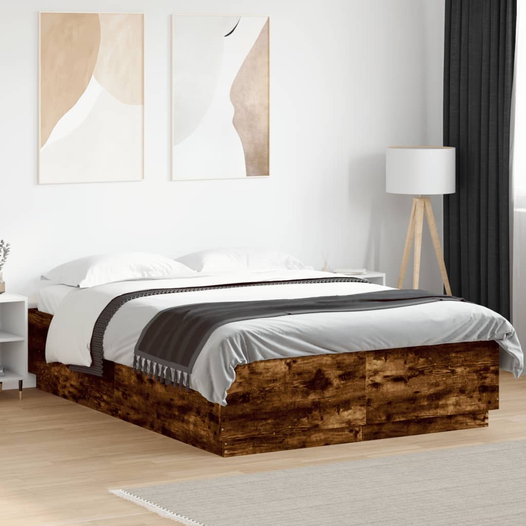 vidaXL Bedframe massief hout wit 200x200 cm